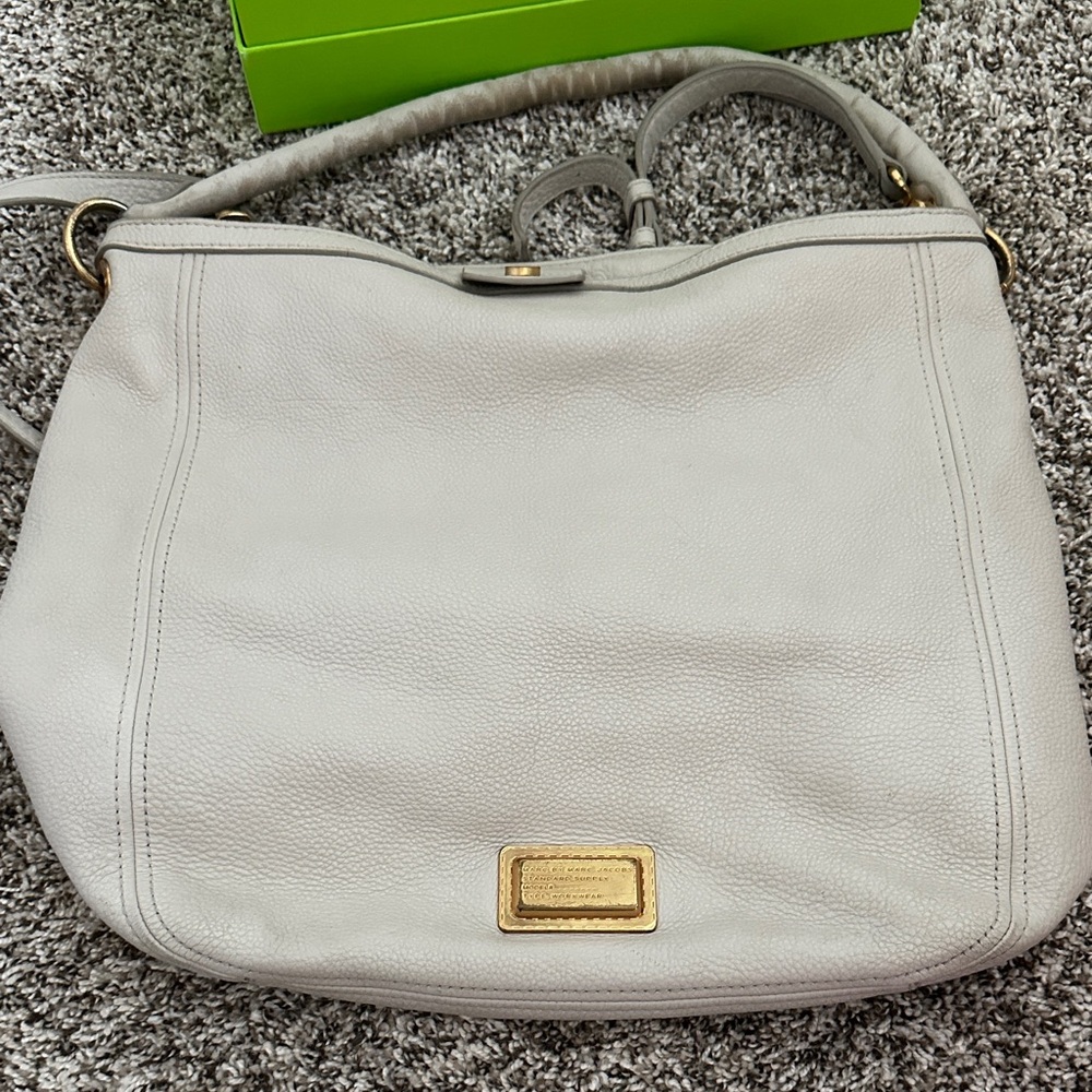 Marc Jacobs Soft Gray Shoulder Bag with Gold Details